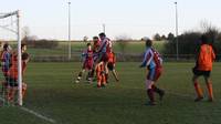 A fine header as Franklin outjumps the Sprowston d